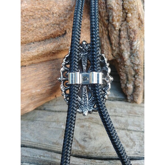 Handcrafted Absract Swirled Bolo Tie, Filigree Western String Tie - Picture 6 of 10